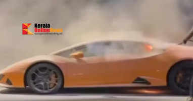 The Lamborghini caught fire while running