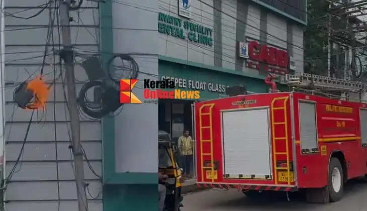 Fire breaks out on an electric pole at Gandhi Circle; Fire Force extinguishes blaze following Mayor's intervention
