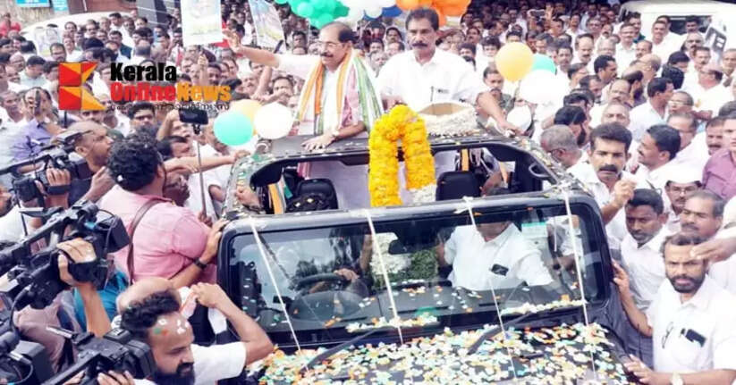 Sunny Joseph receives a grand welcome in Kannur