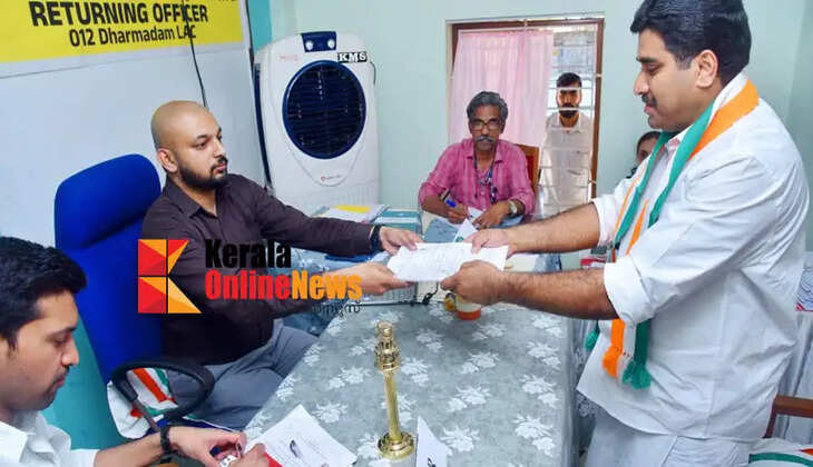 Dharmadam Mandam UDF candidate V.P. Abdul Rasheed filed his nomination papers