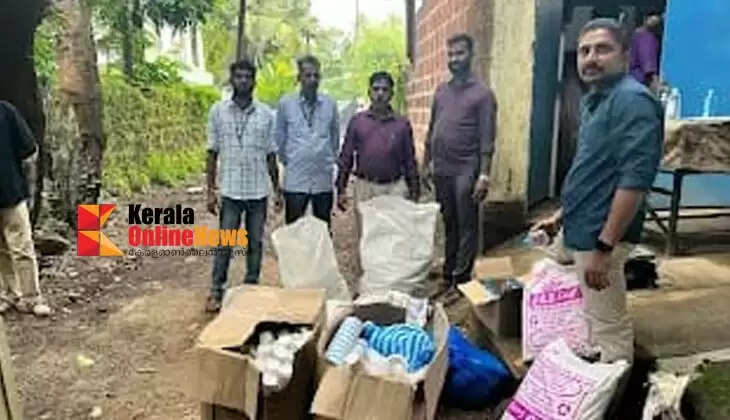 One and a half quintals of banned plastic items seized from a catering establishment in Kannur