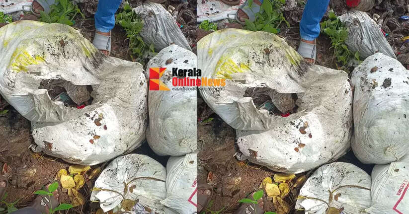 Around 10 sacks of garbage were dumped near the Kannur Valapattanam bridge; The district enforcement squad imposed a fine of Rs 15000 on the residents of Thaliparam.