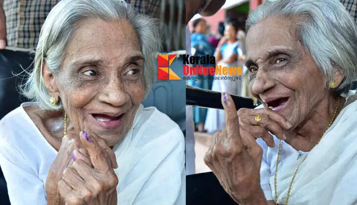 Even at the age of 90, Narayani Amma still comes to vote with undiminished enthusiasm