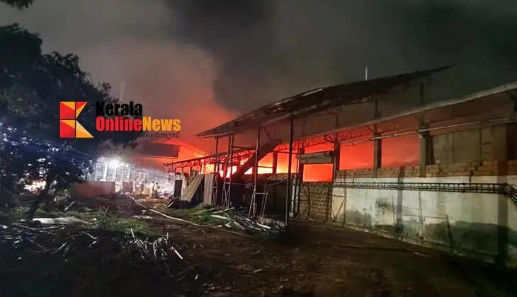Fire breaks out at wood powder manufacturing factory in Pappinissery: Loss of crores