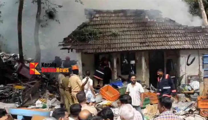 Massive fire at a scrap shop in Thuravoor.