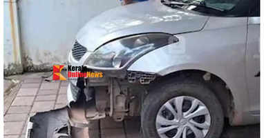 A car parked in front of Cherukunn panchayat president's house was vandalized by anti-social elements